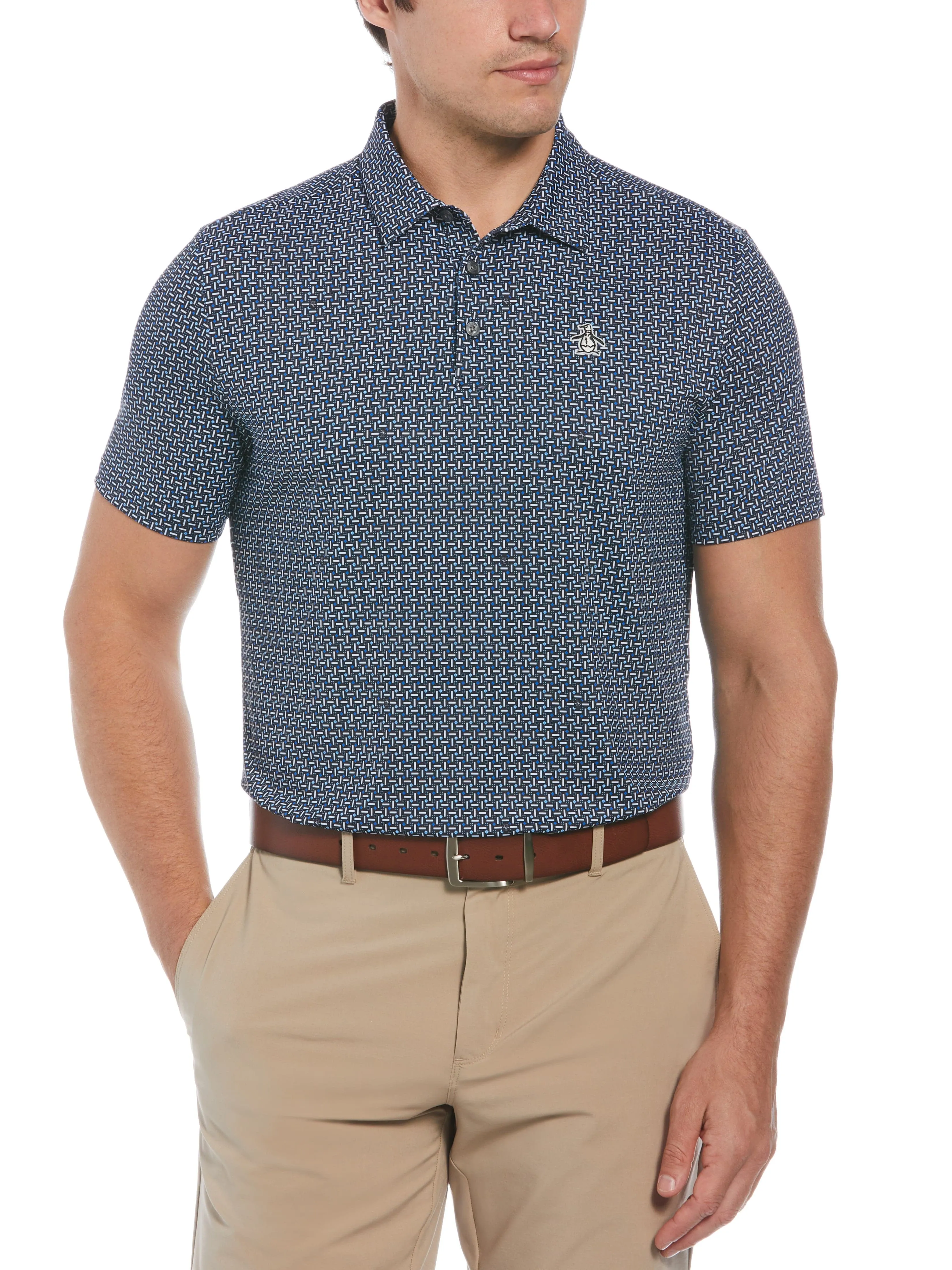 Men's Original Geometric Print Short Sleeve Golf Polo Shirt