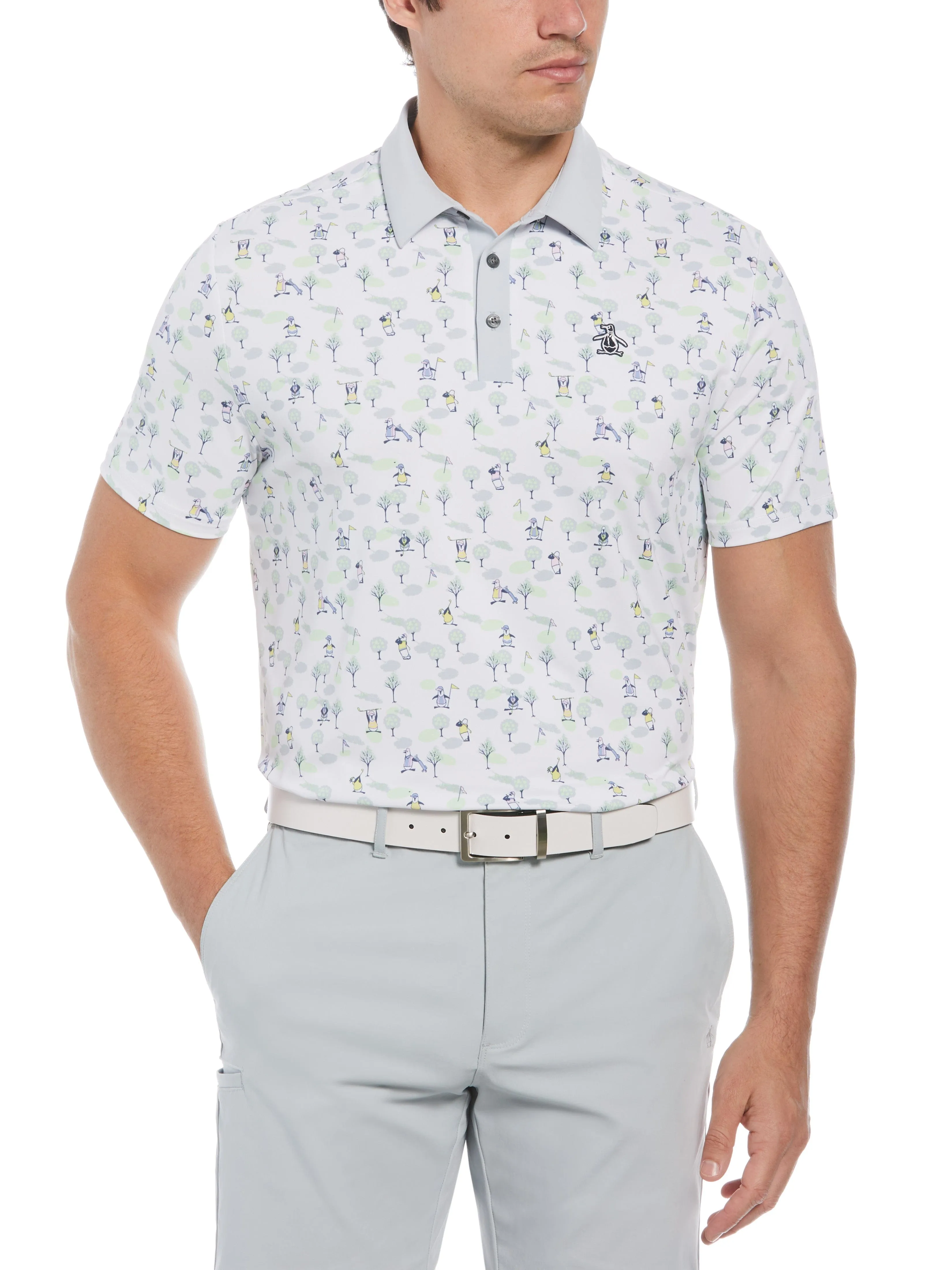 Men's Pete on the Course Print Short Sleeve Golf Polo Shirt