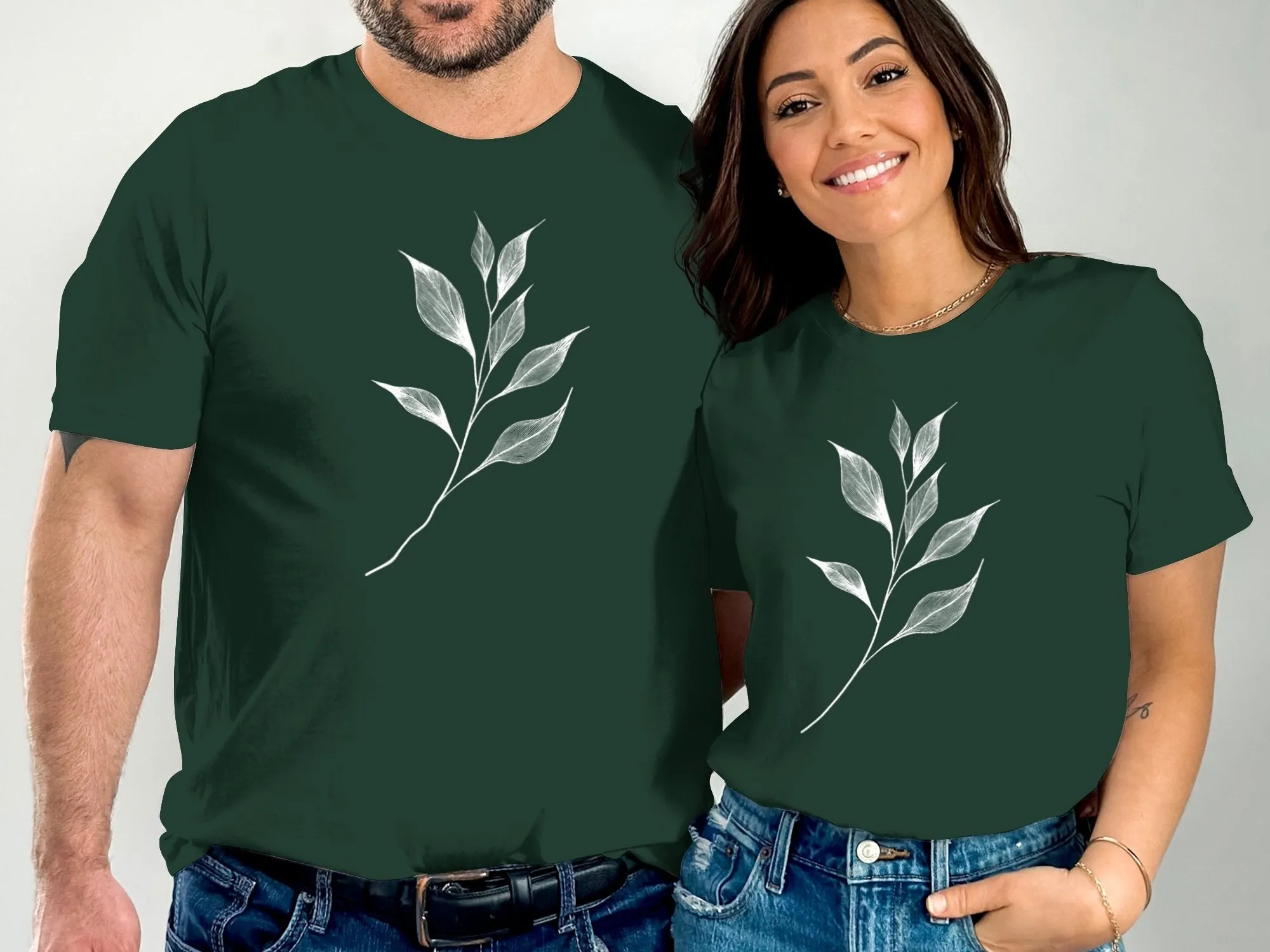 Minimalistic Nature Line Art T-Shirt, Modern Leaf Design Tee, Botanical Black and White Shirt, Nature Inspired Graphic Tee