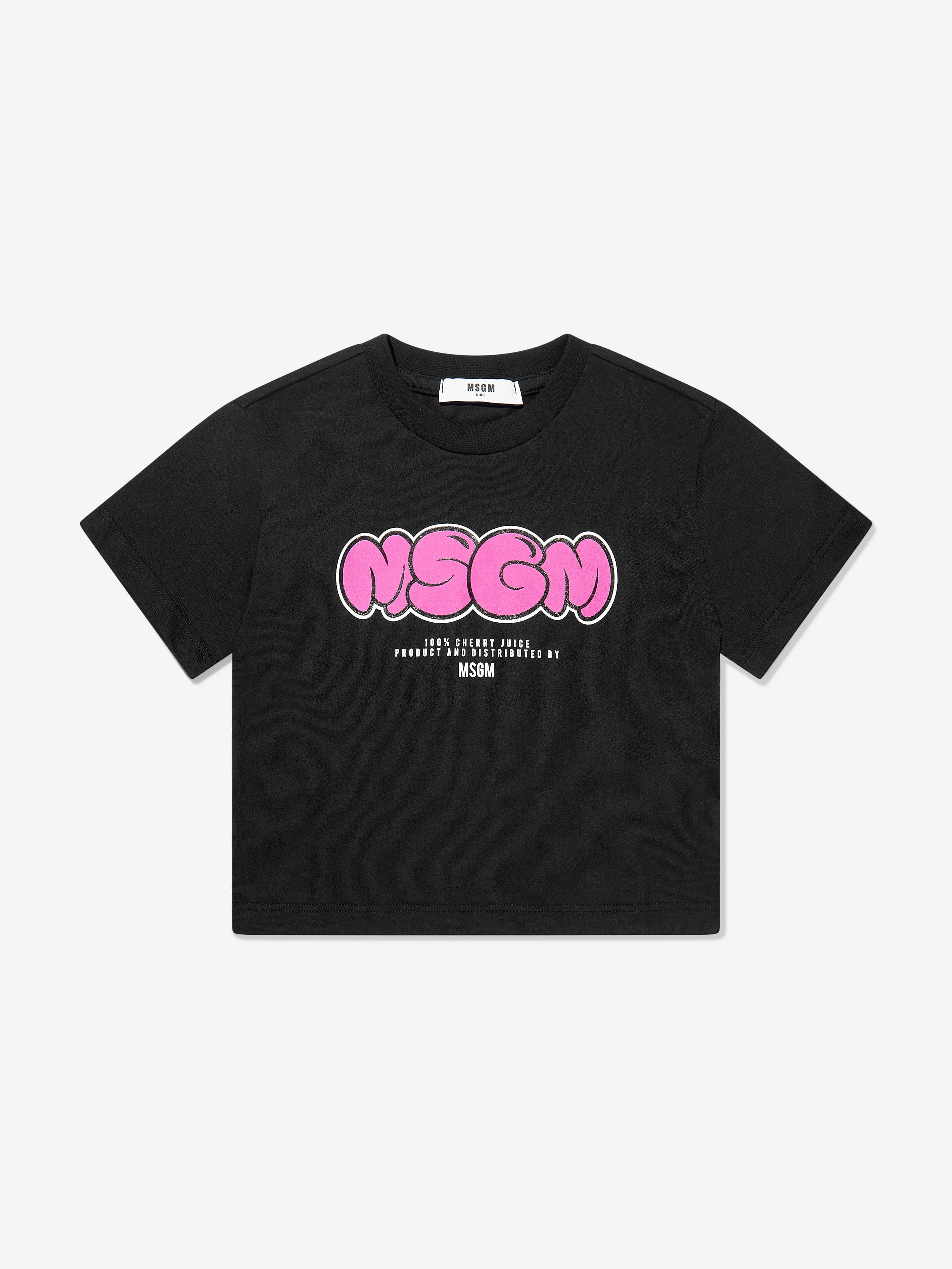 MSGM Girls Logo T-Shirt in Black