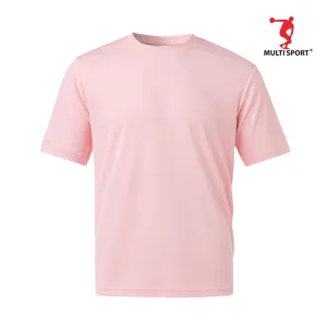 MULTISPORT QUICK DRY MICROFIBER MINI EYELET ROUND NECK PLAIN TEE SENIOR & JUNIOR (LIGHT PINK)