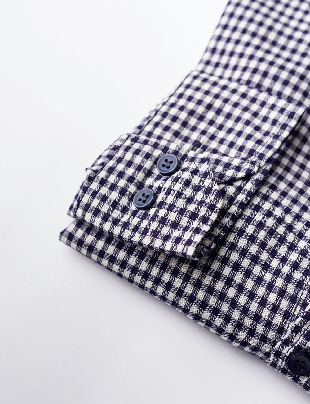 Navy Blue Gingham Casual Shirt