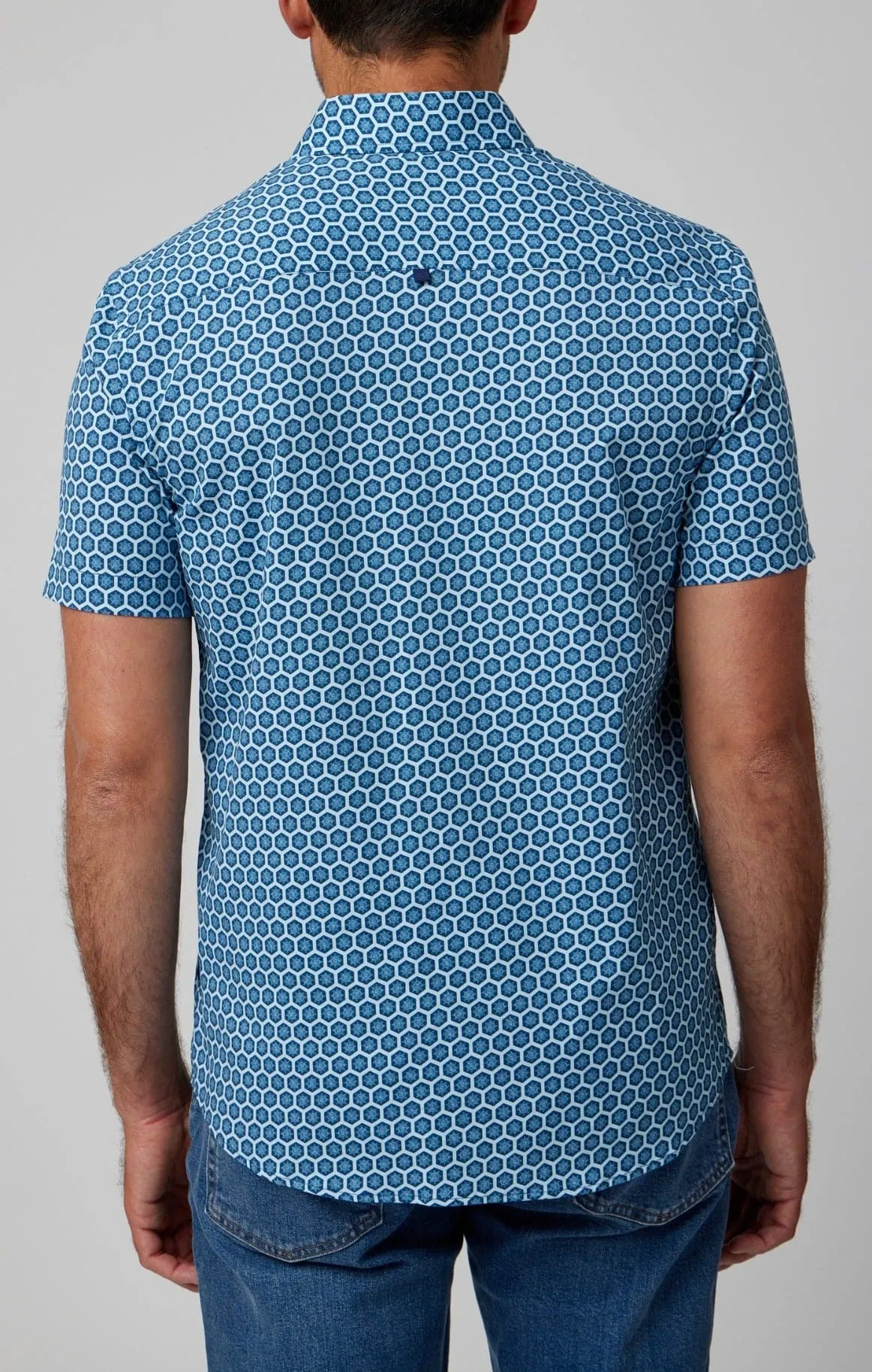 Navy Sun Hex Short Sleeve Shirt