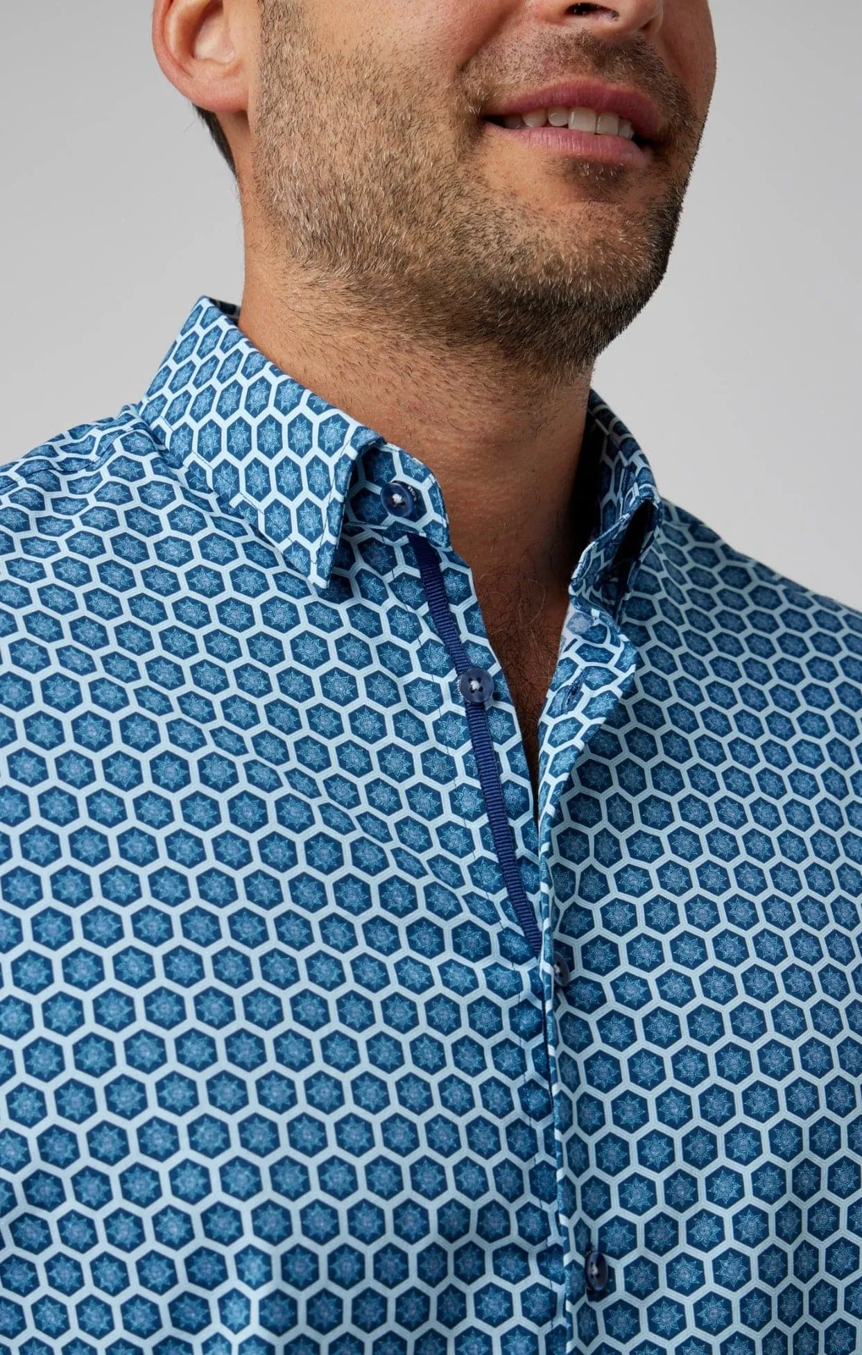 Navy Sun Hex Short Sleeve Shirt