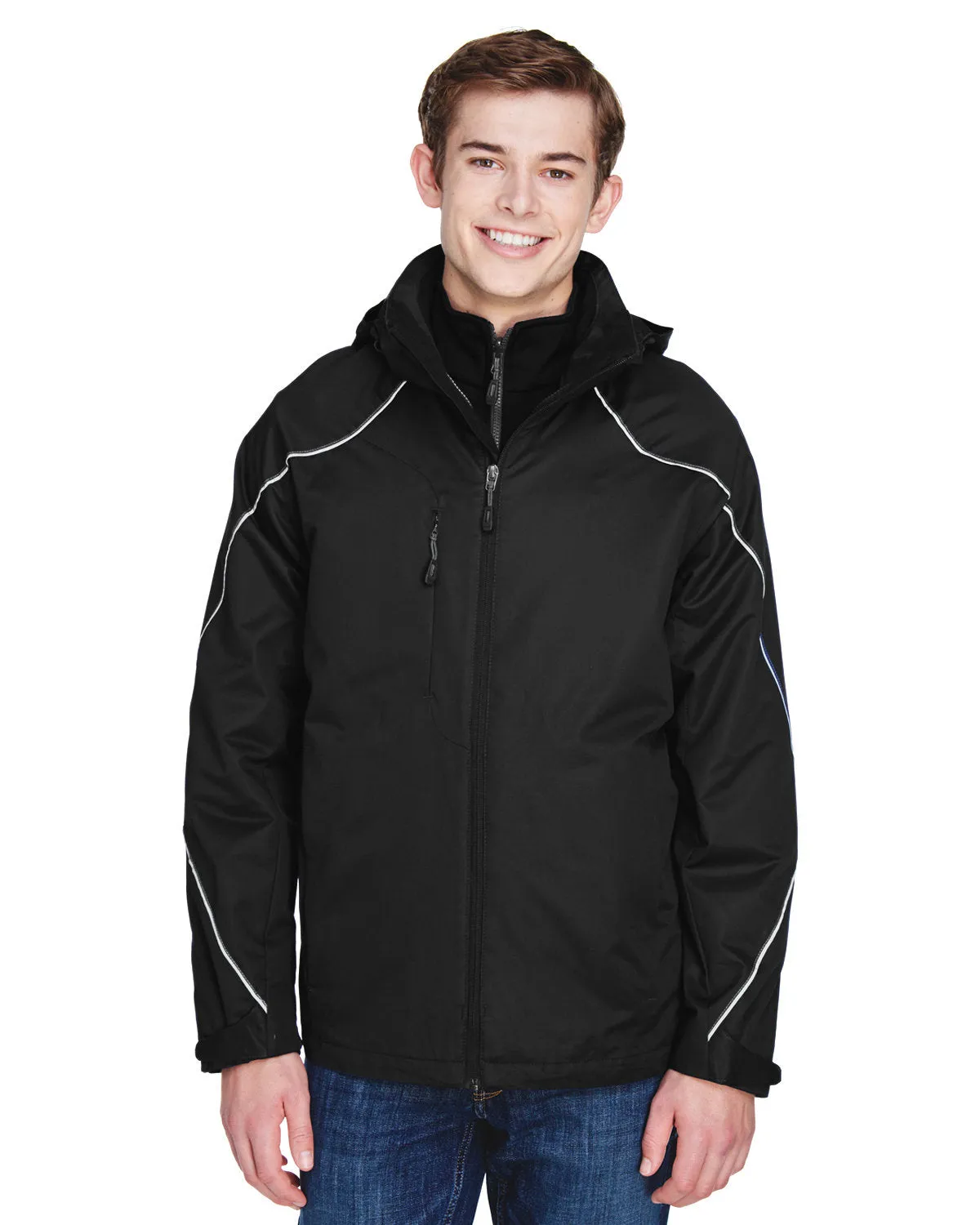 North End 88196T Men's Tall Angle 3-in-1 Jacket with Bonded Fleece Liner