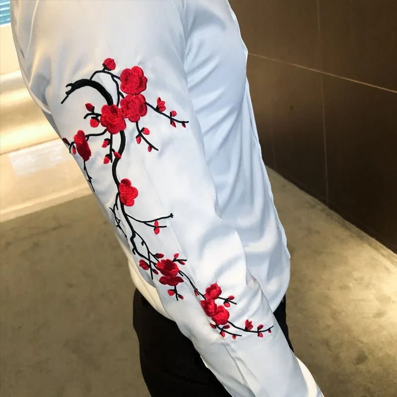 Nsqured Embroidery Floral Men's Dress Shirt