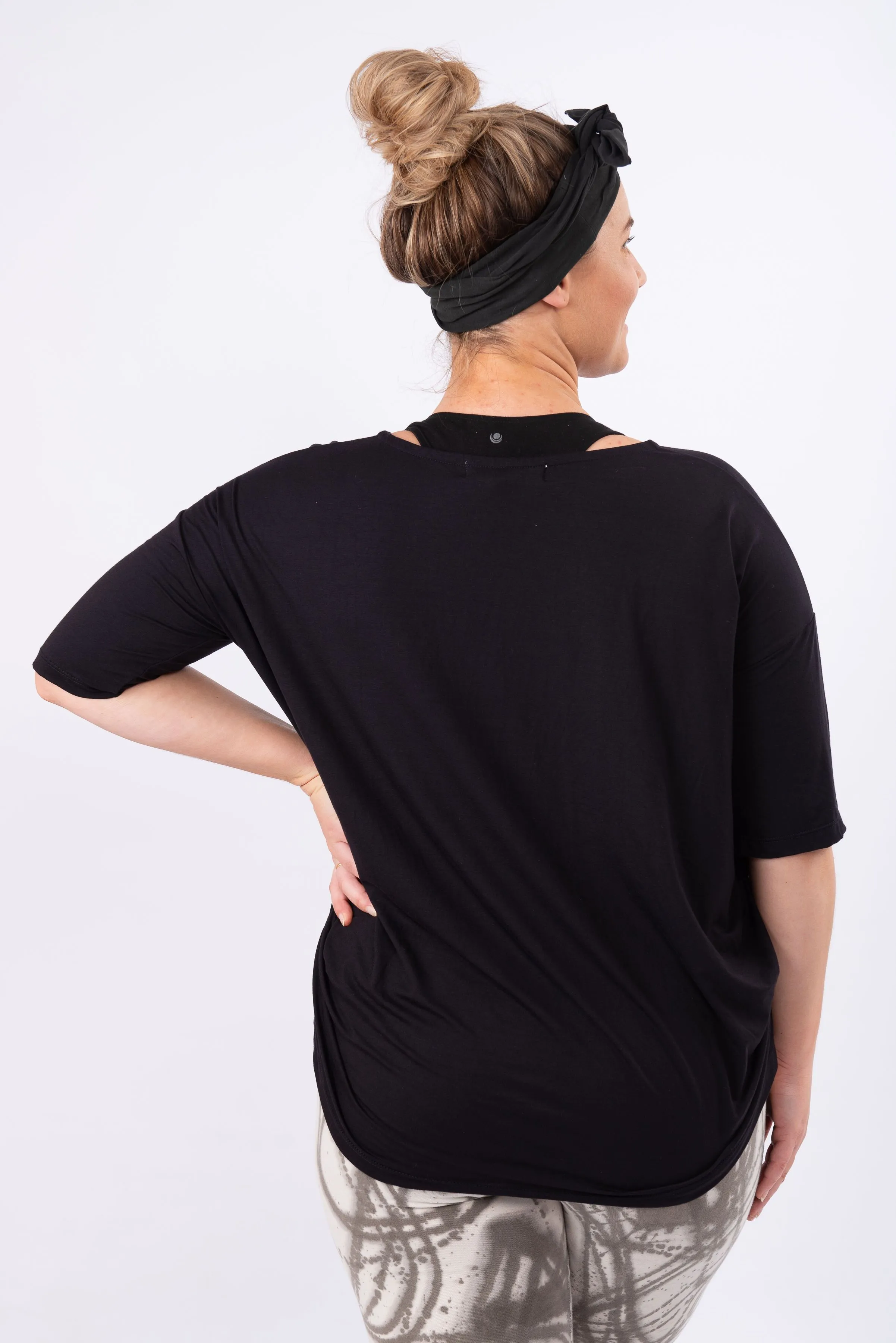 Pleated Tencel T-Shirt | Black