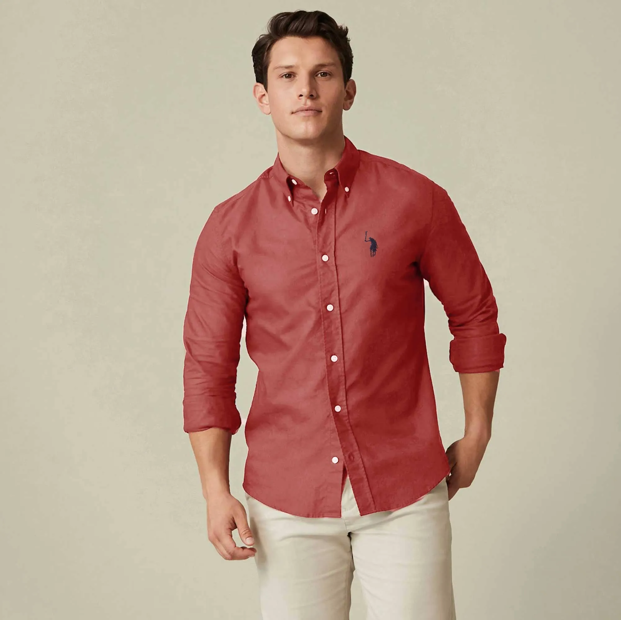 Polo Republica Men's Signature Pony Embroidered Solid Casual Shirt