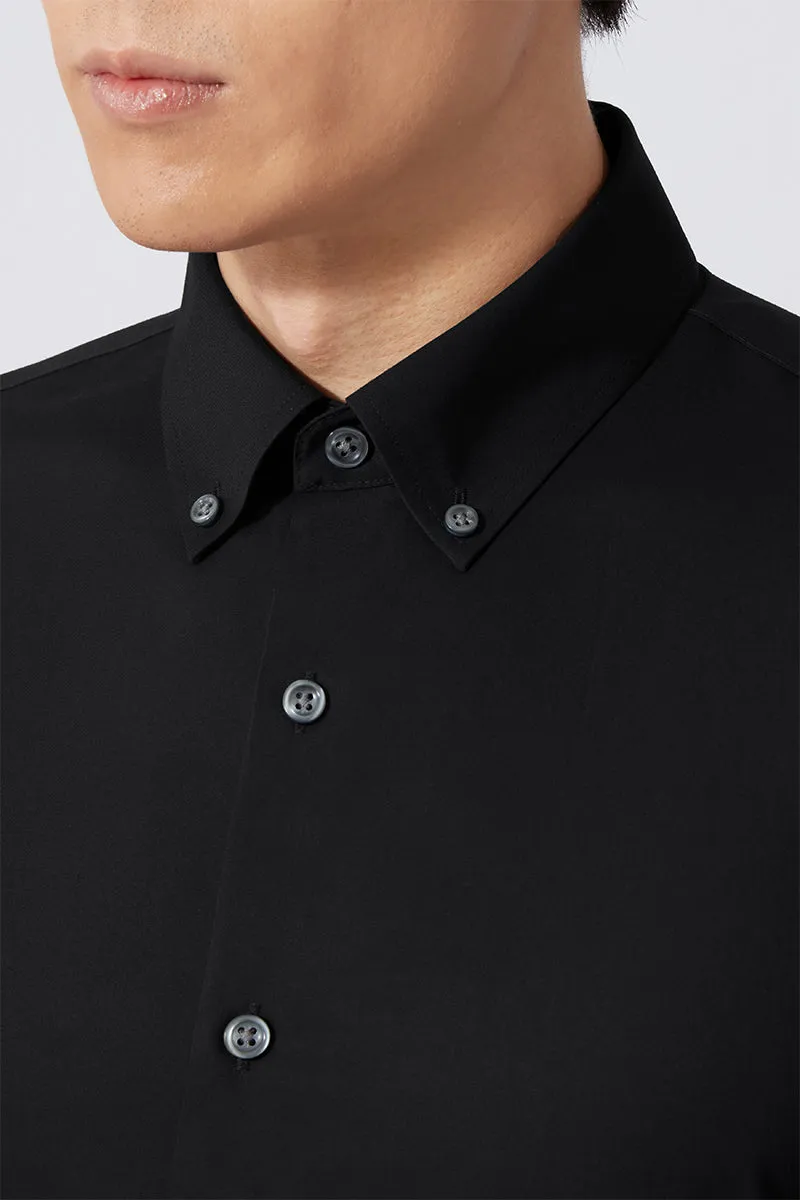 Poplin Button-Down Smart Shirt | Black BKFD01