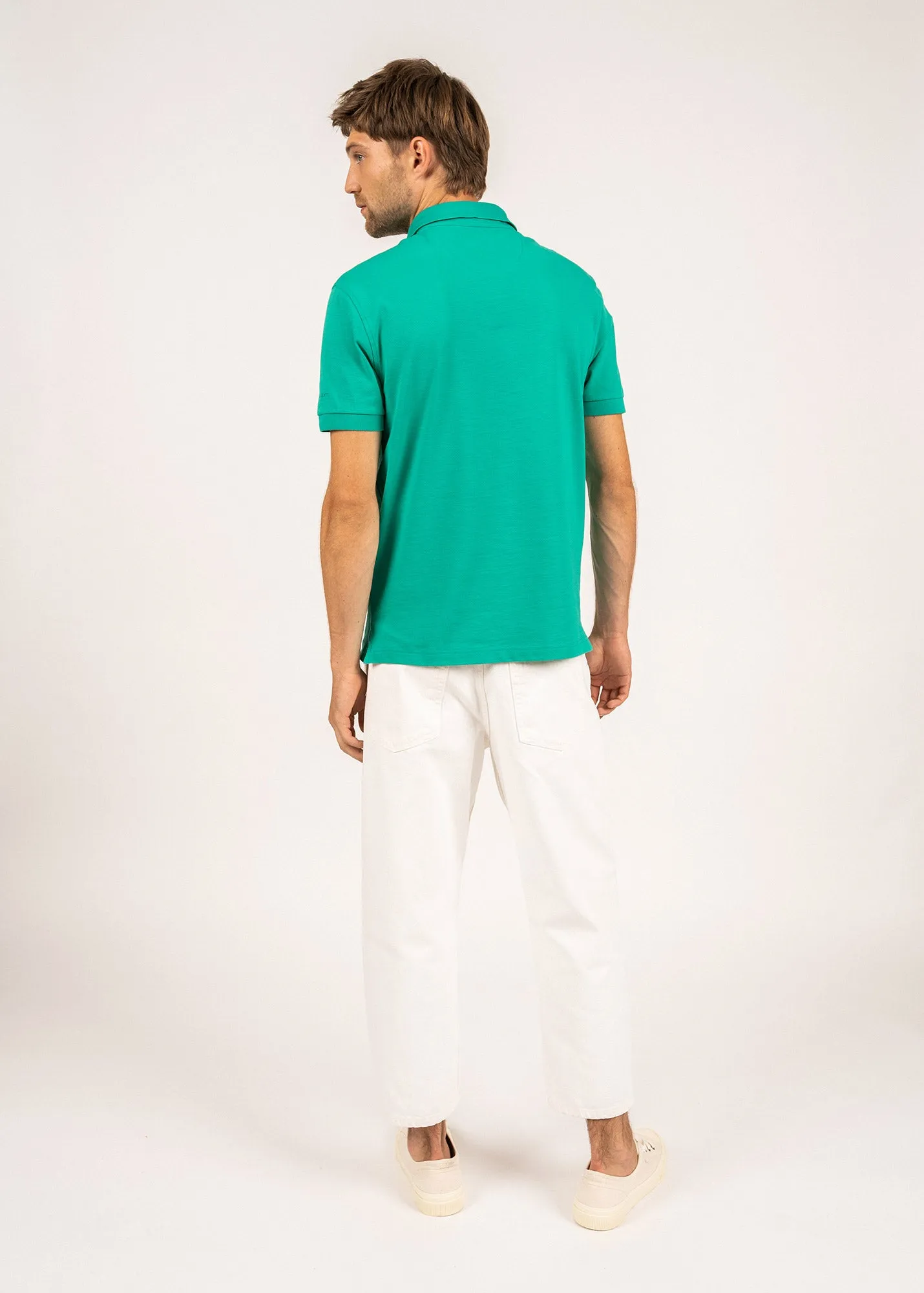 Rayan polo shirt in cotton stretch - pique knit, embroidered (ABSINTHE)