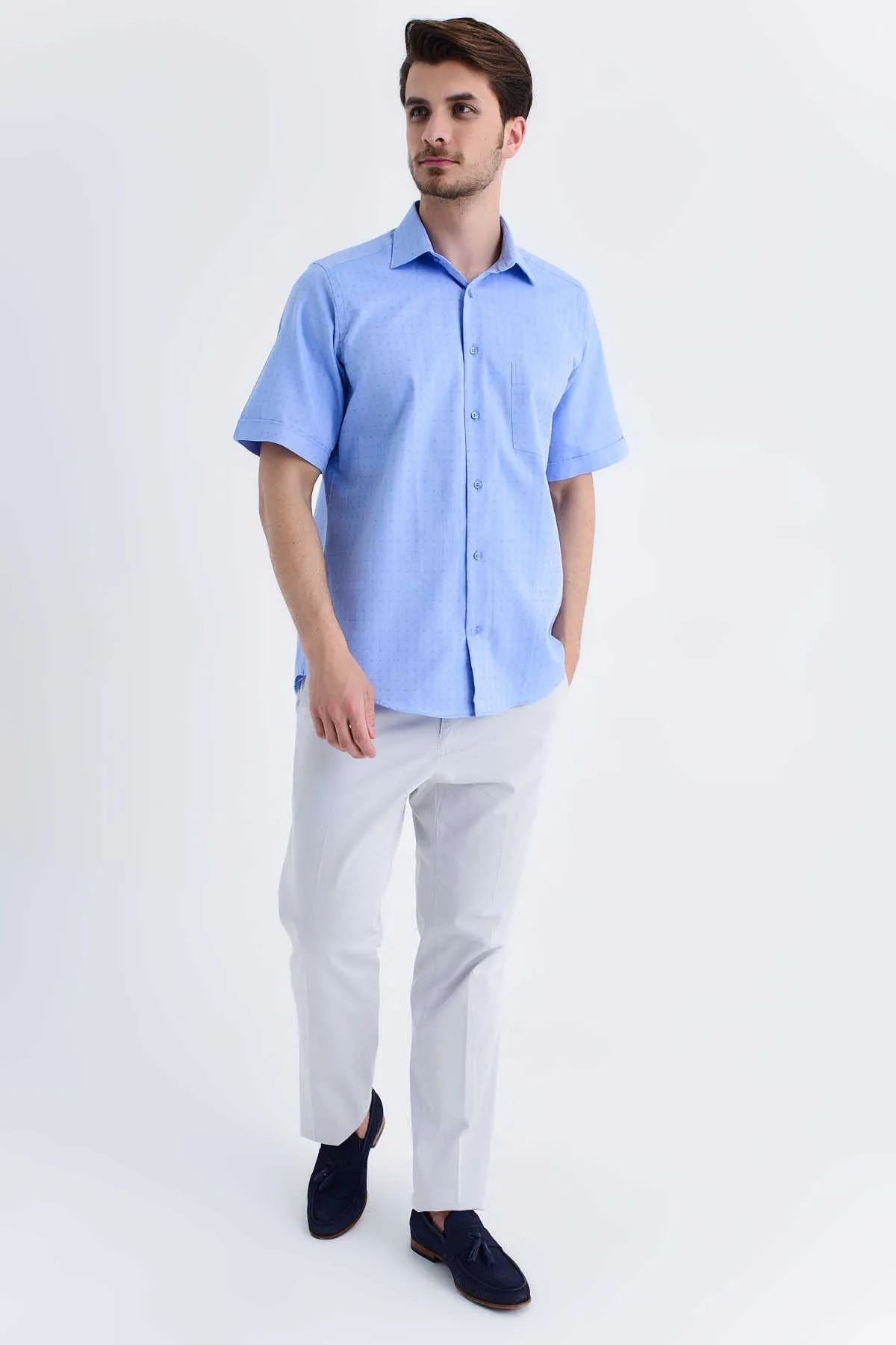 Regular Fit Light Blue Cotton Dress Shirt