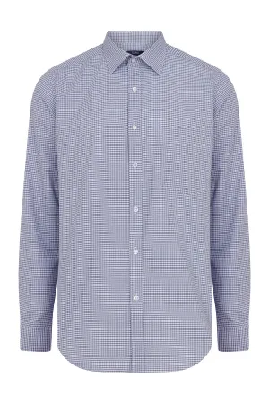 Regular Fit Pin Check Cotton Blue Casual Shirt