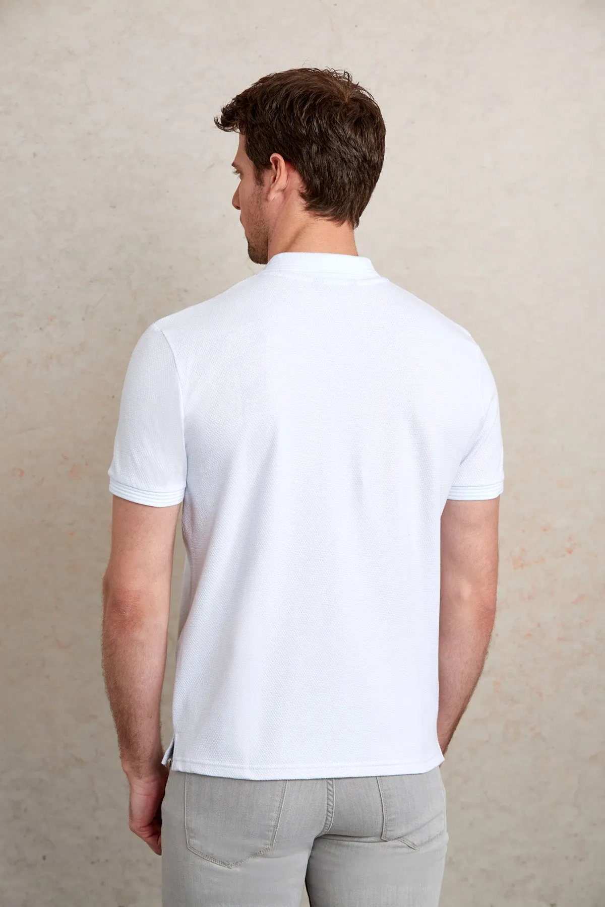 Regular Fit White Cotton Polo T-Shirt