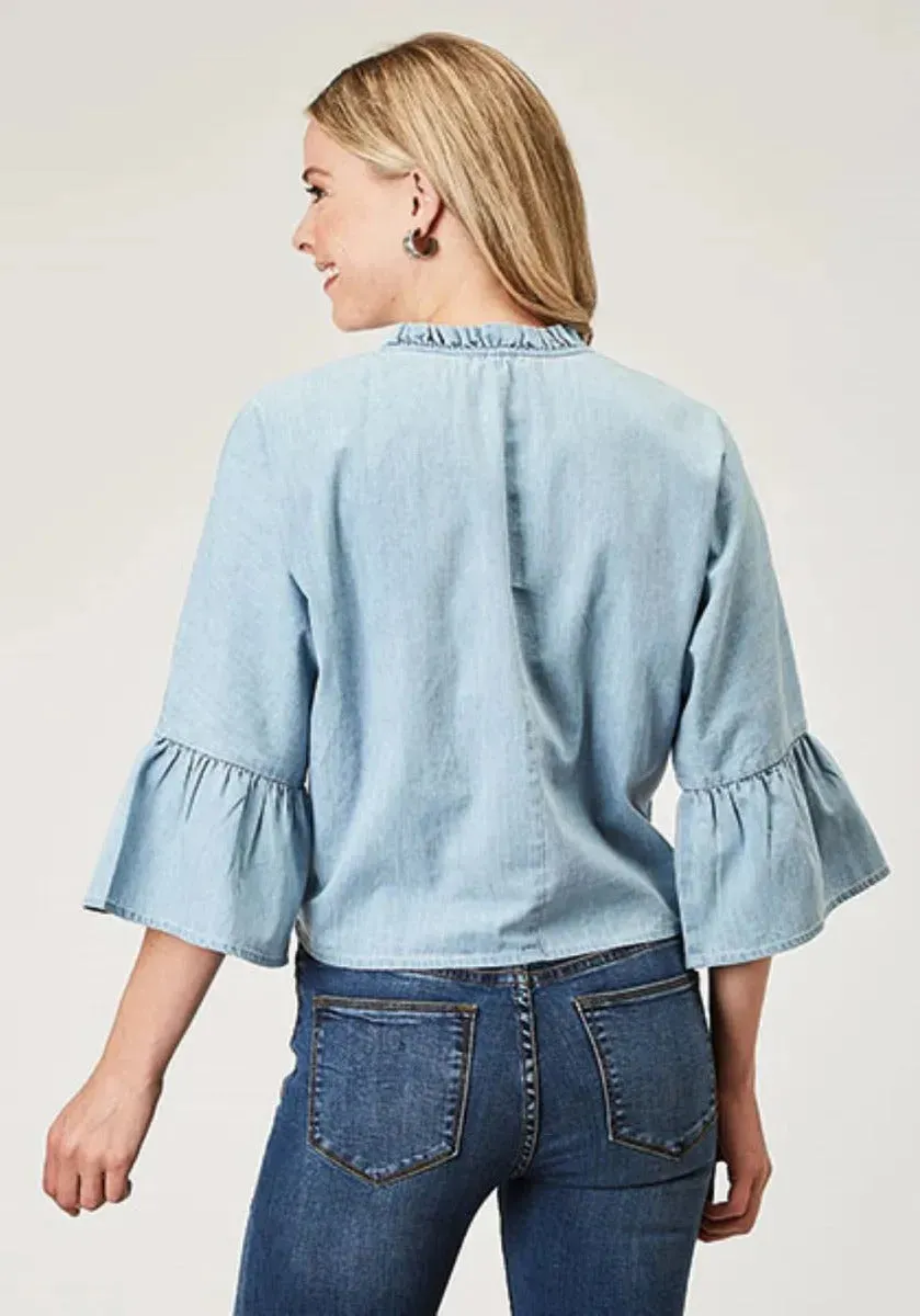 Roper Floral Applique (Denim) - Women's Cotton Shirt