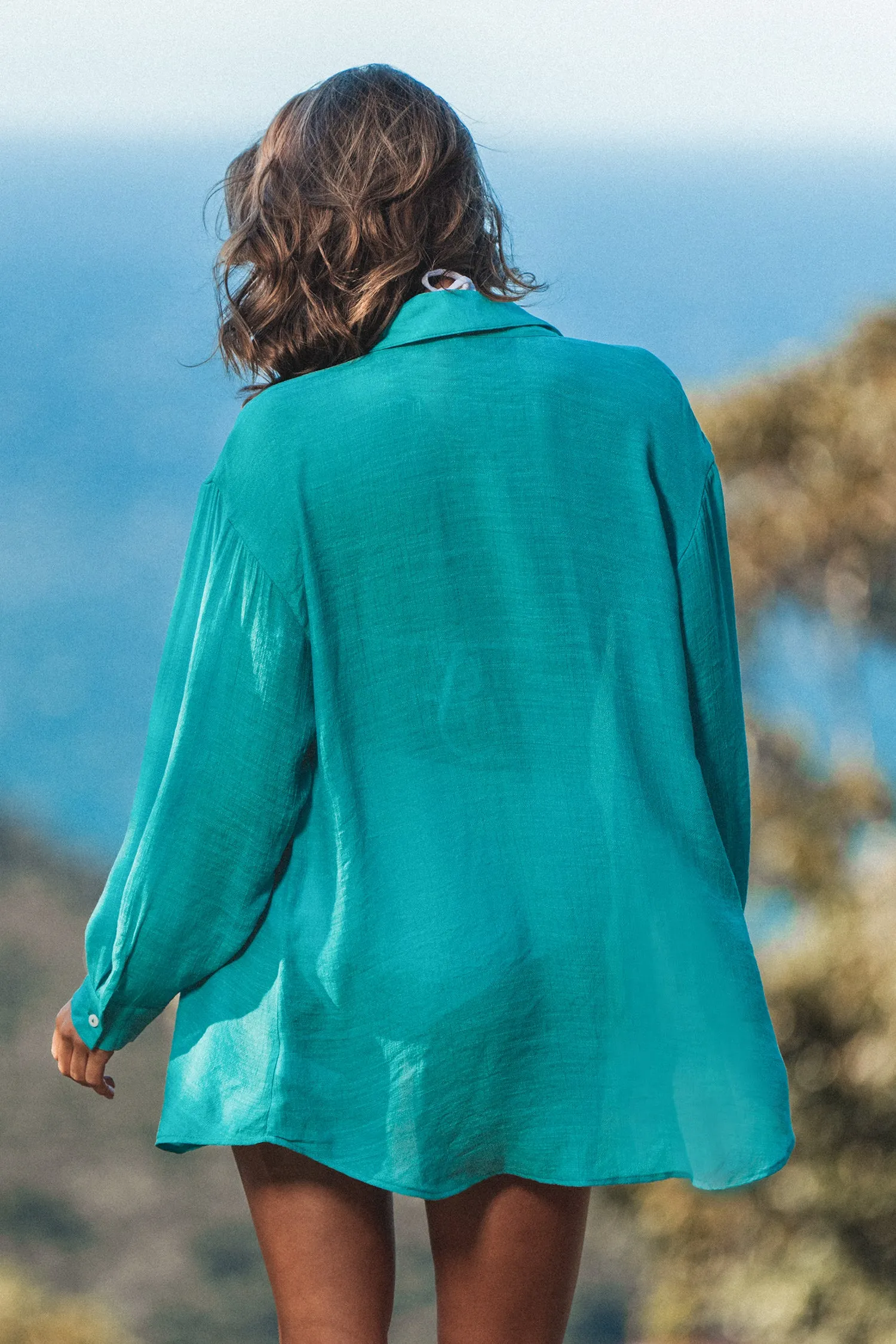 Seafoam Long Sleeve Cover-Up Shirt