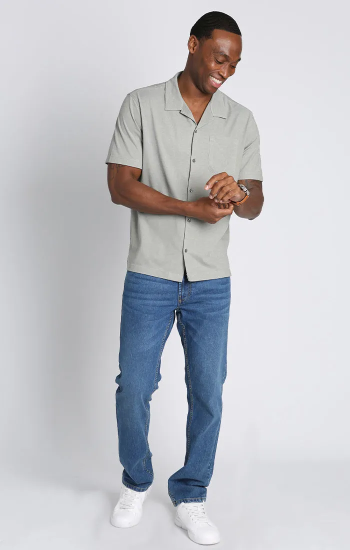 Short Sleeve Knit Oxford Camp Shirt