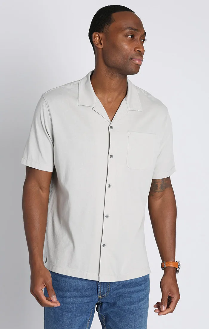 Short Sleeve Knit Oxford Camp Shirt