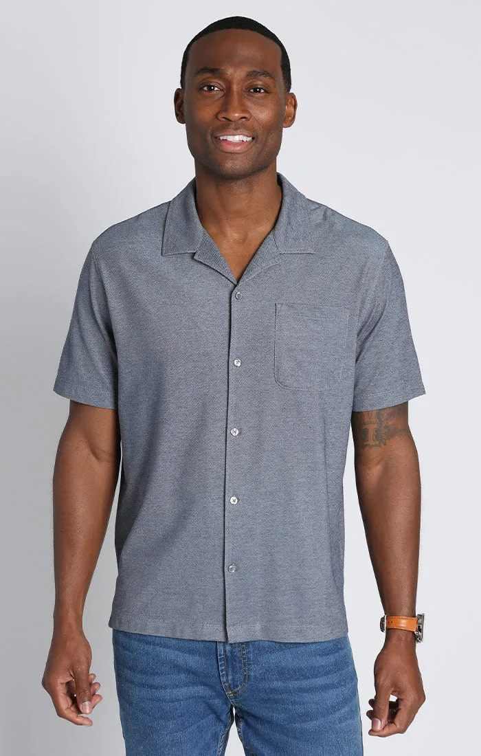 Short Sleeve Knit Oxford Camp Shirt