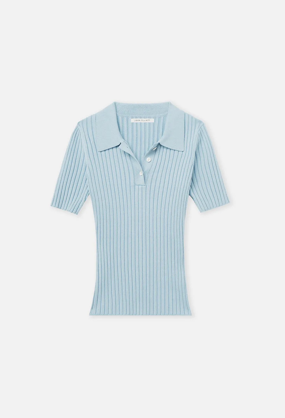 Silk Cotton Rib Polo / Sky Blue