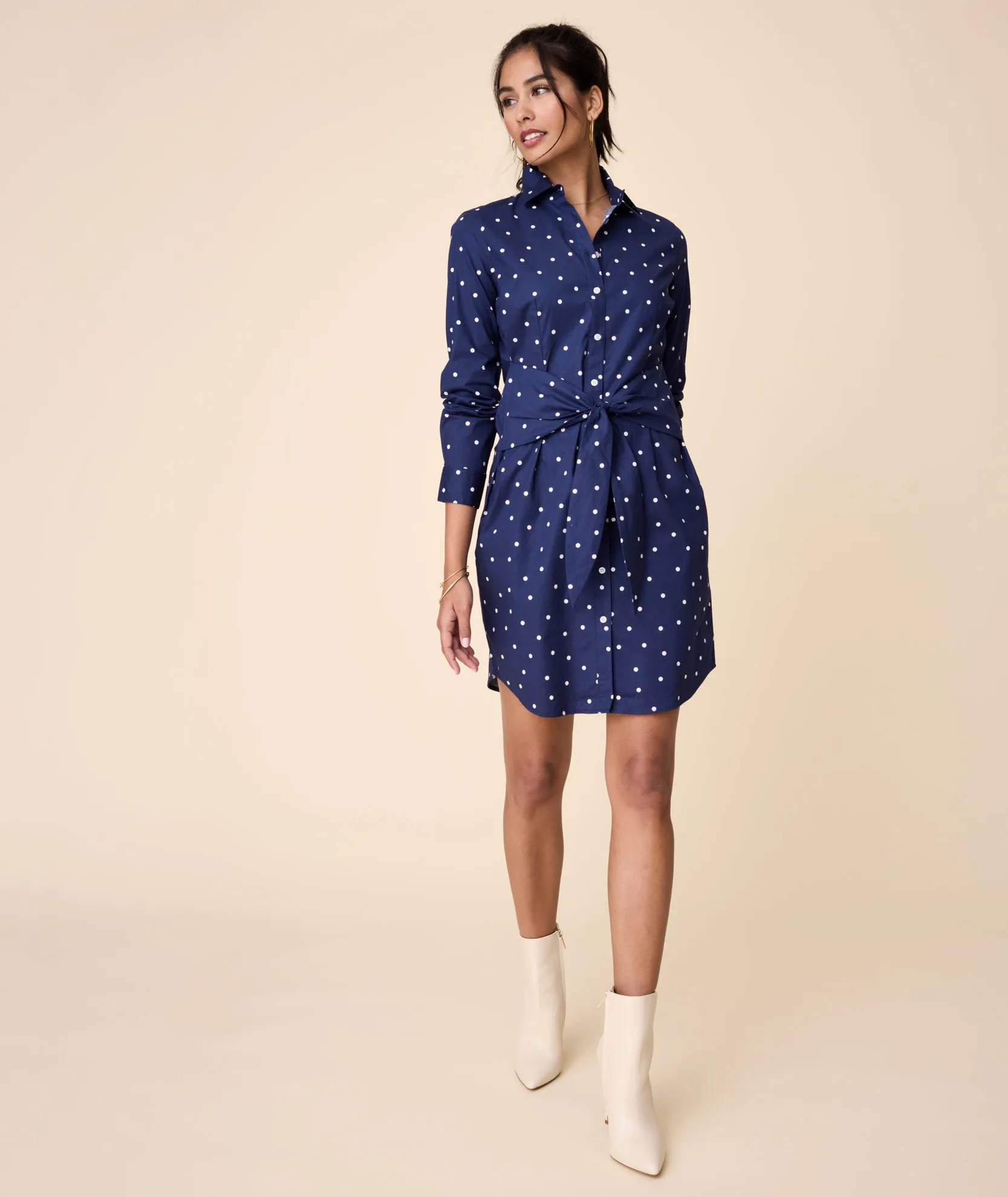 Stretch Cotton Madeleine Shirt Dress