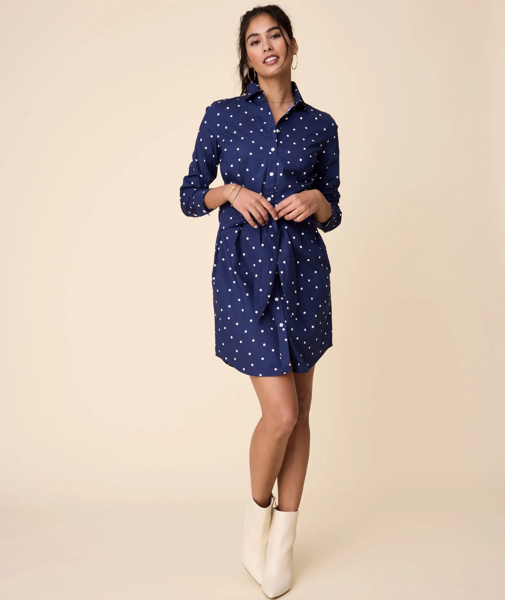 Stretch Cotton Madeleine Shirt Dress