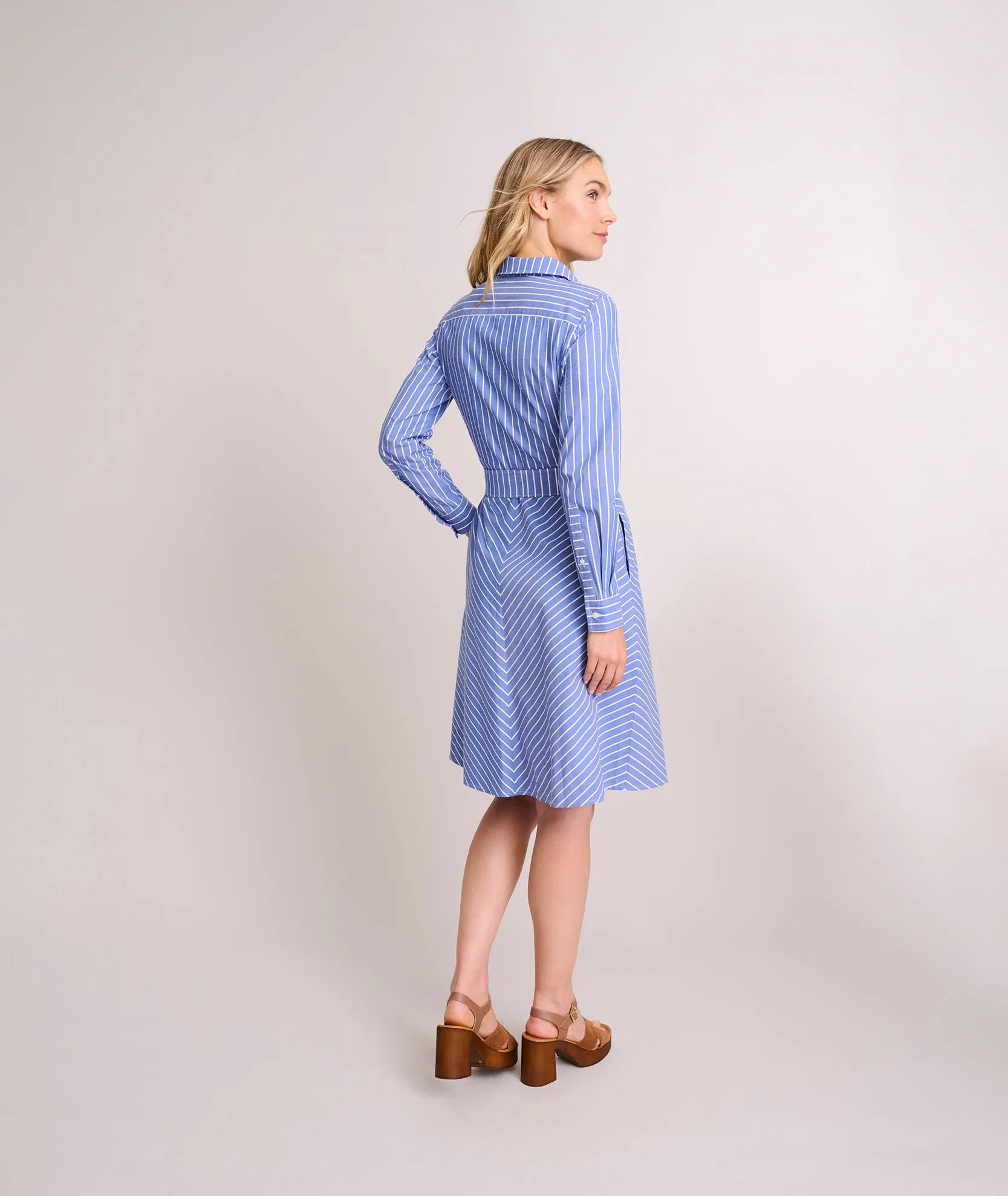 Stretch Cotton Striped Nadia Shirt Dress