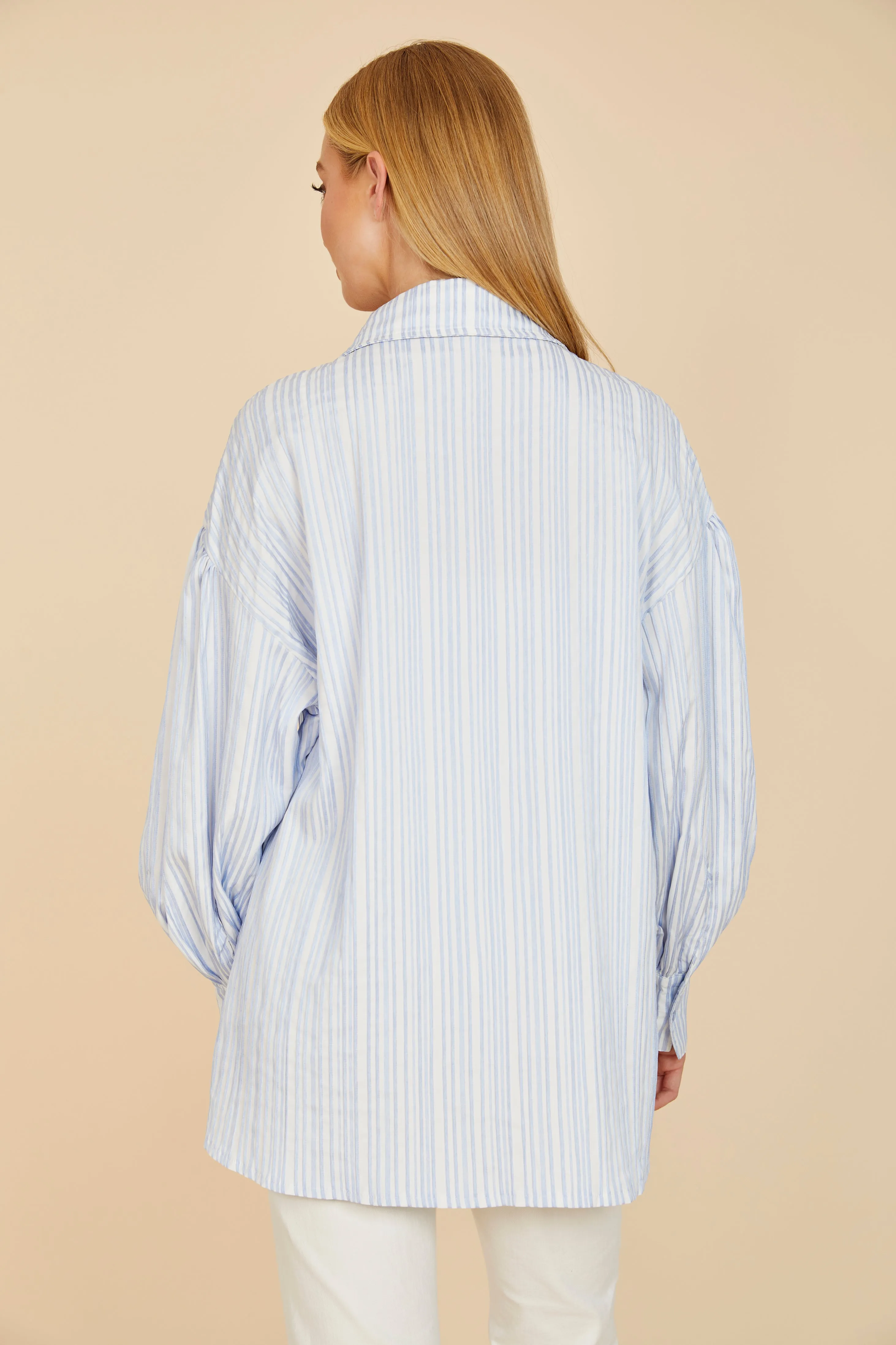 Striped Balloon Sleeve Shirt