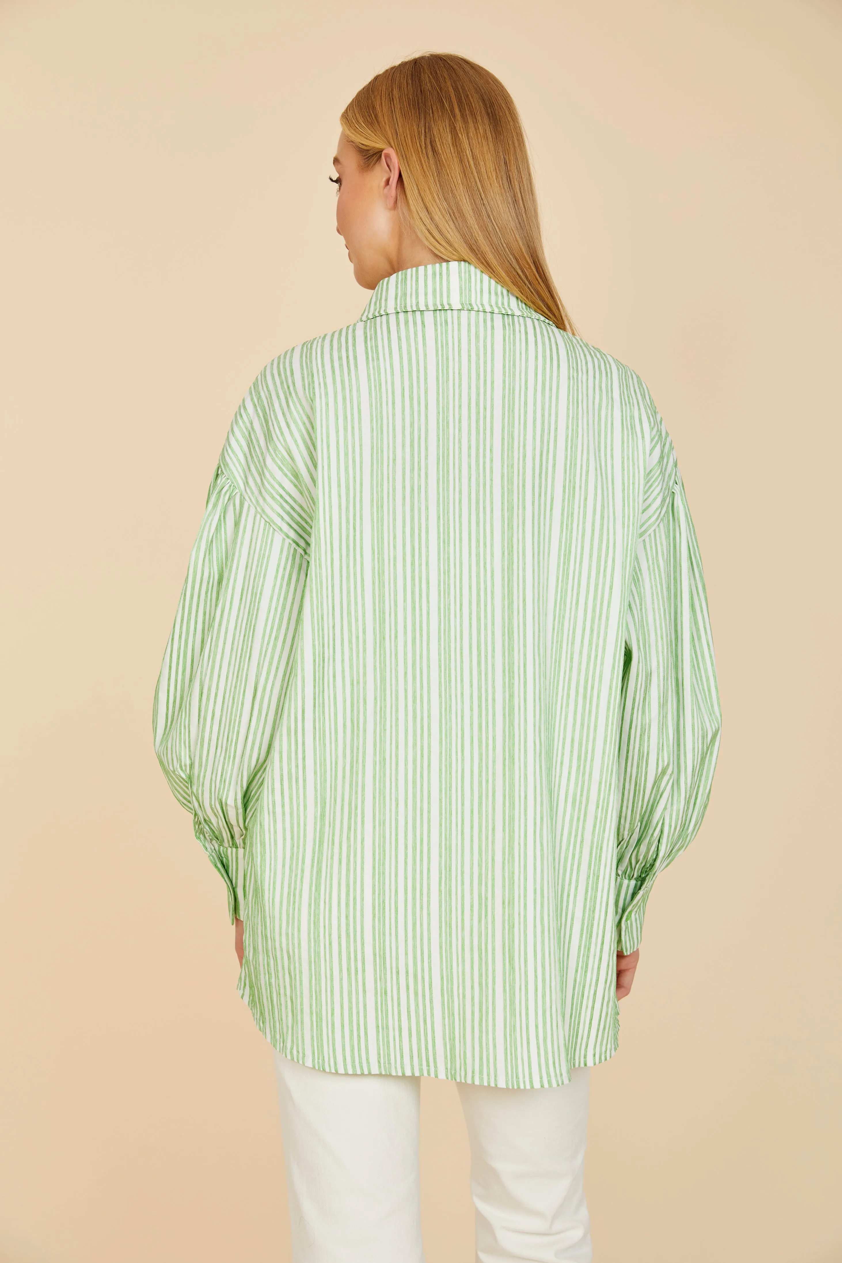 Striped Balloon Sleeve Shirt