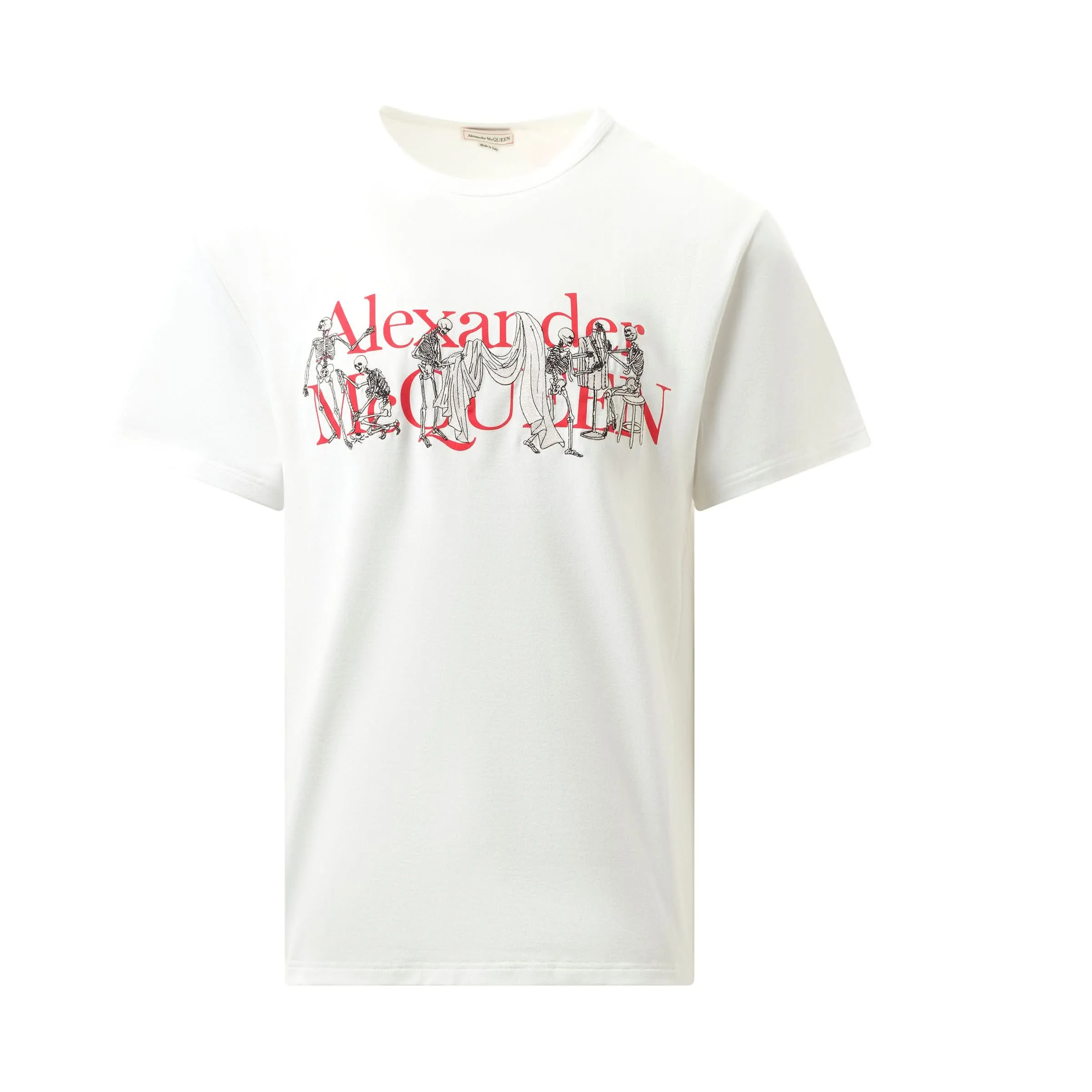 Tailor Skeleton Print T-Shirt in White/Red