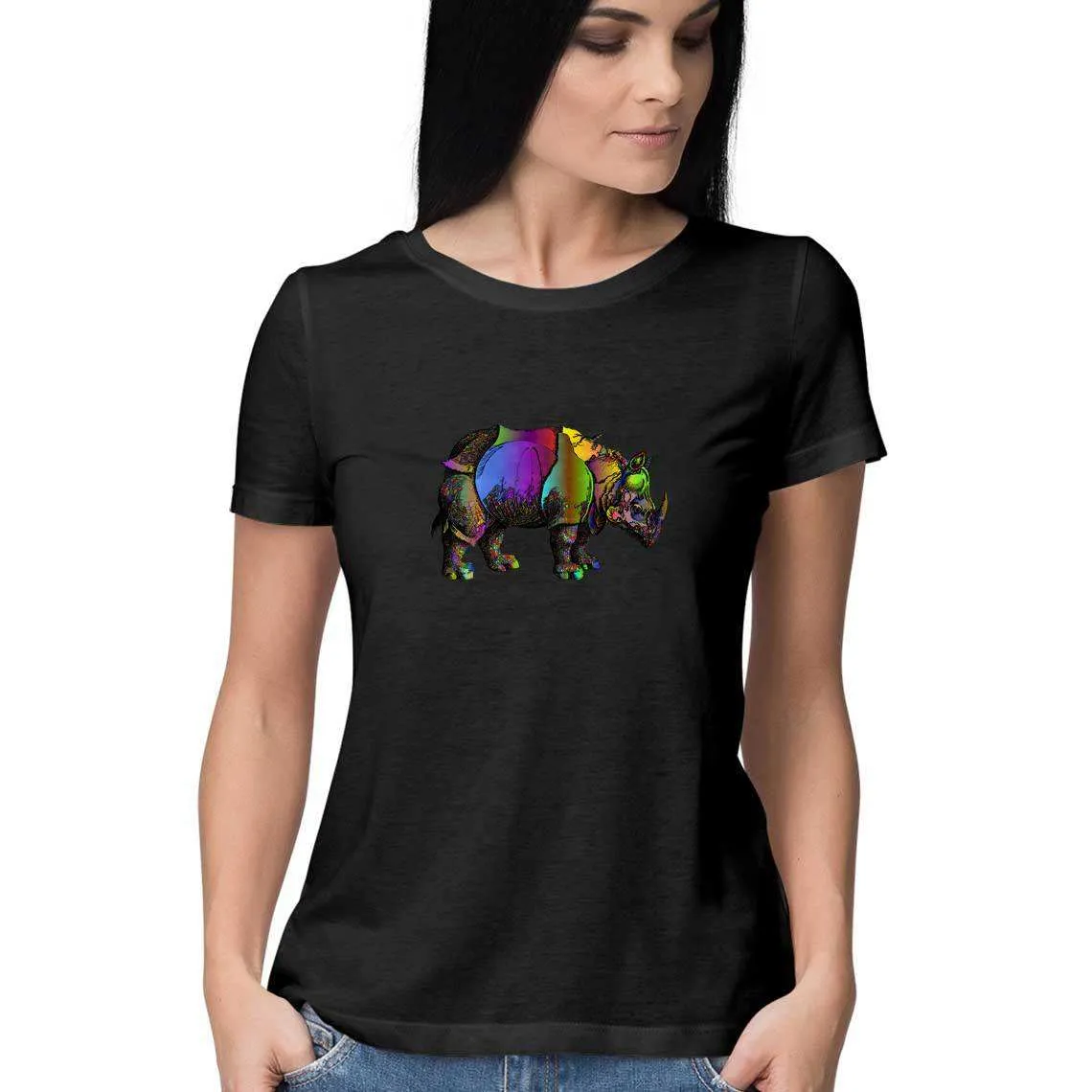 The Rhino charged through a Rainbow Women's Graphic T-Shirt