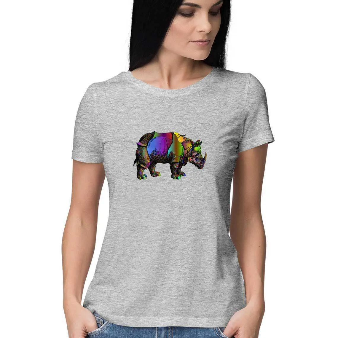 The Rhino charged through a Rainbow Women's Graphic T-Shirt