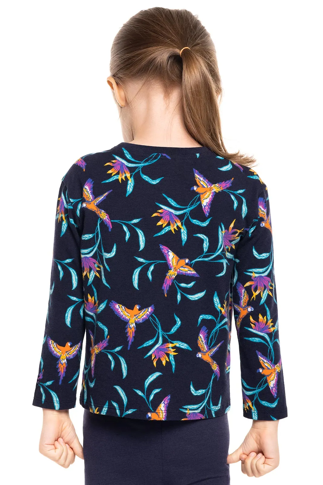 Toddler Coco Plum Everyday Long Sleeve T-Shirt  |  Navy Birds of Paradise