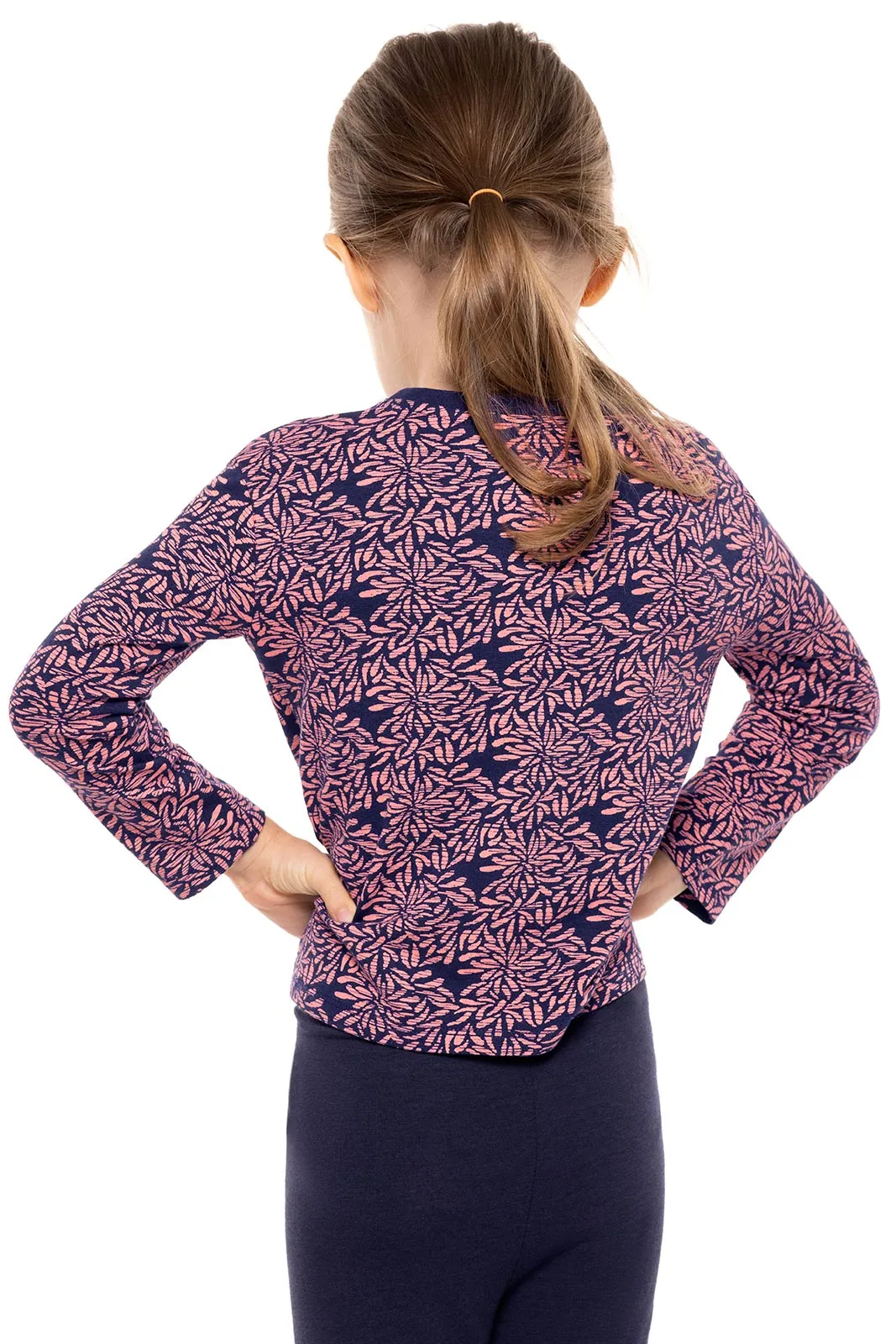 Toddler Coco Plum Everyday Long Sleeve T-Shirt  |  Peachy Pink Etched Flowers