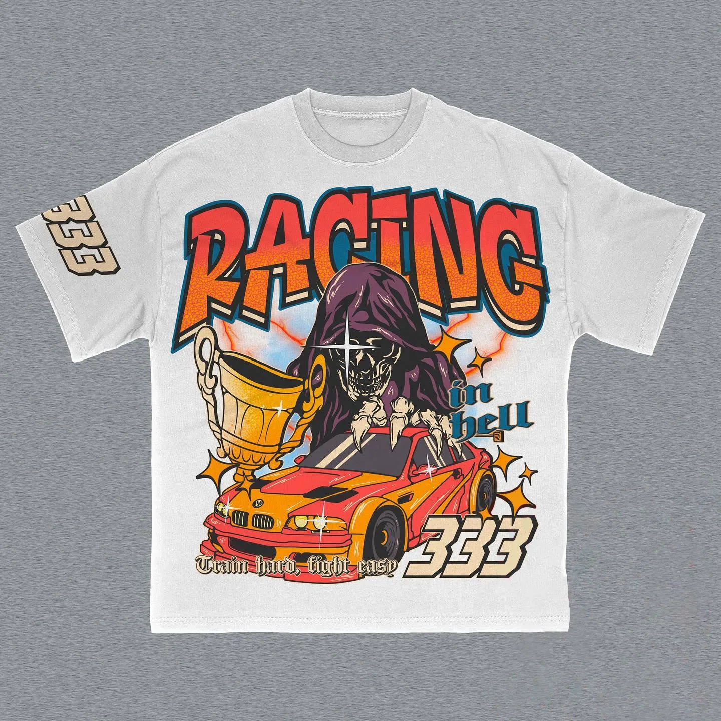 Trendy Personalized Racing Print T-Shirt