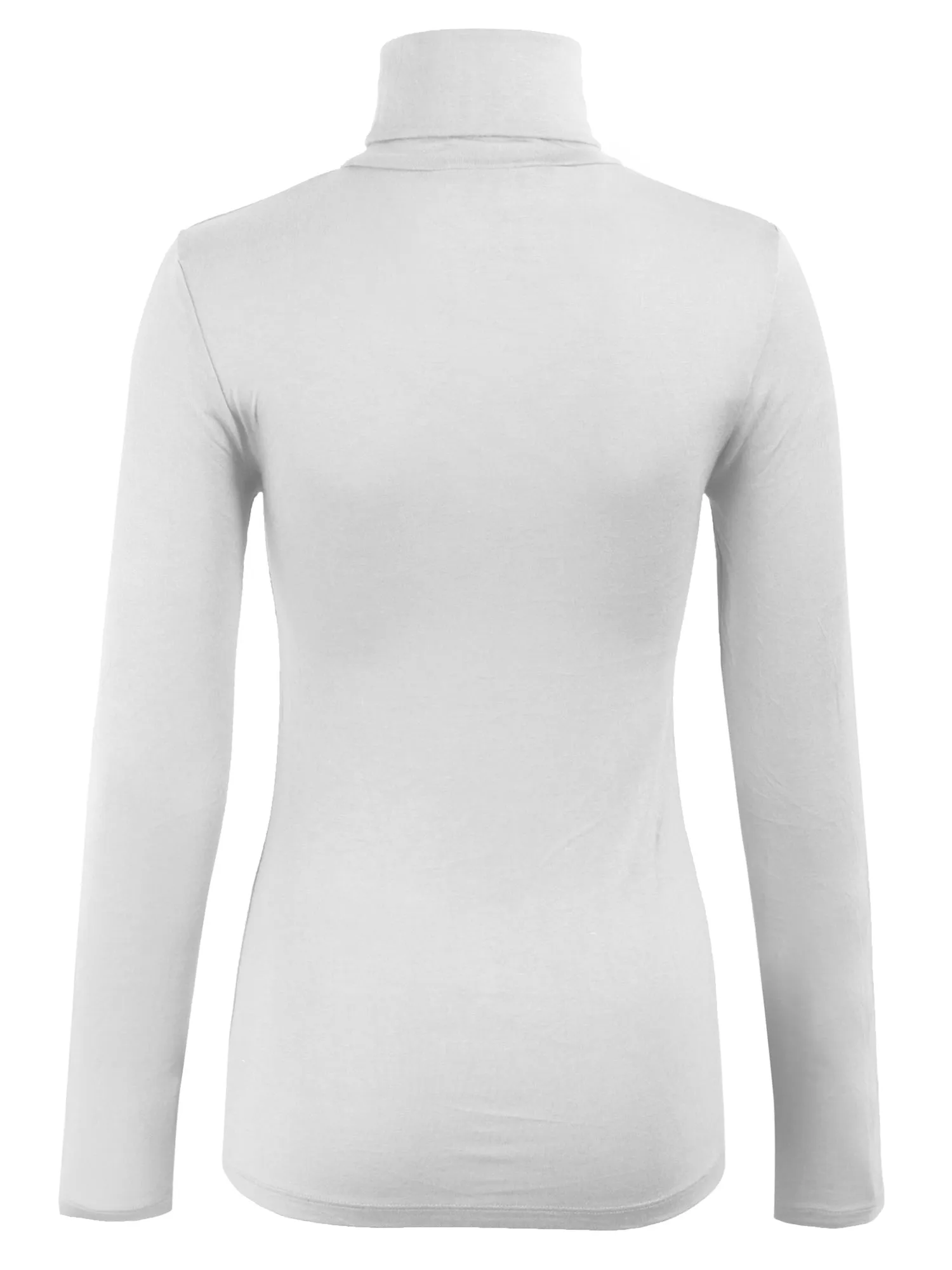 Turtleneck Long Sleeve Basic Solid Fitted Shirt with Stretch