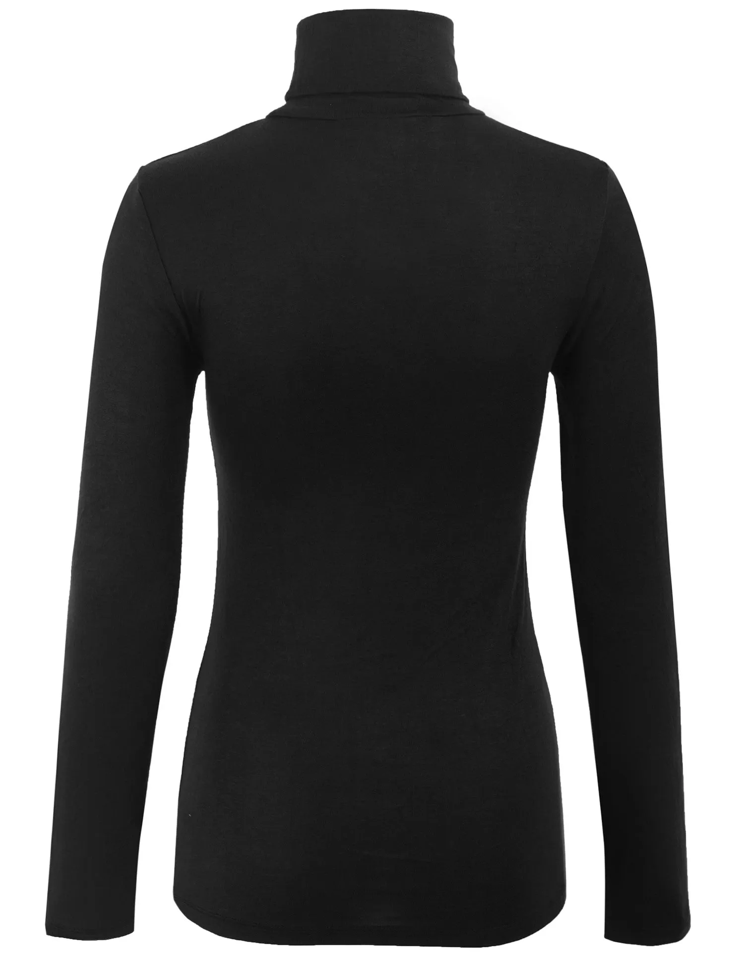 Turtleneck Long Sleeve Basic Solid Fitted Shirt with Stretch