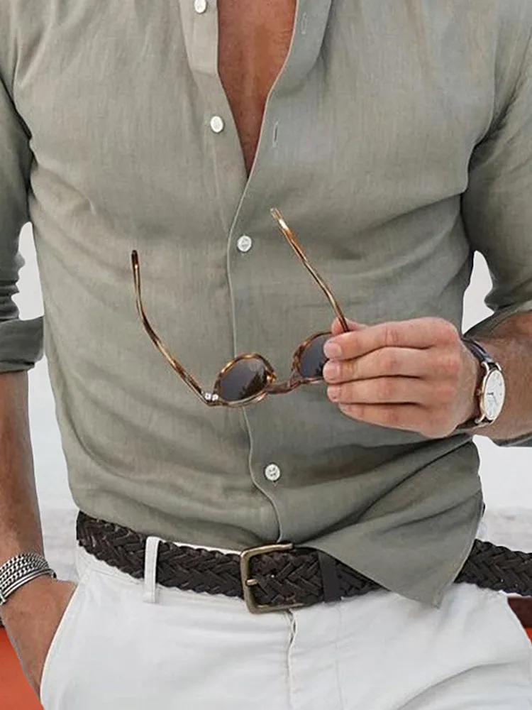 Versatile Lapel Collar Long-sleeved Shirt