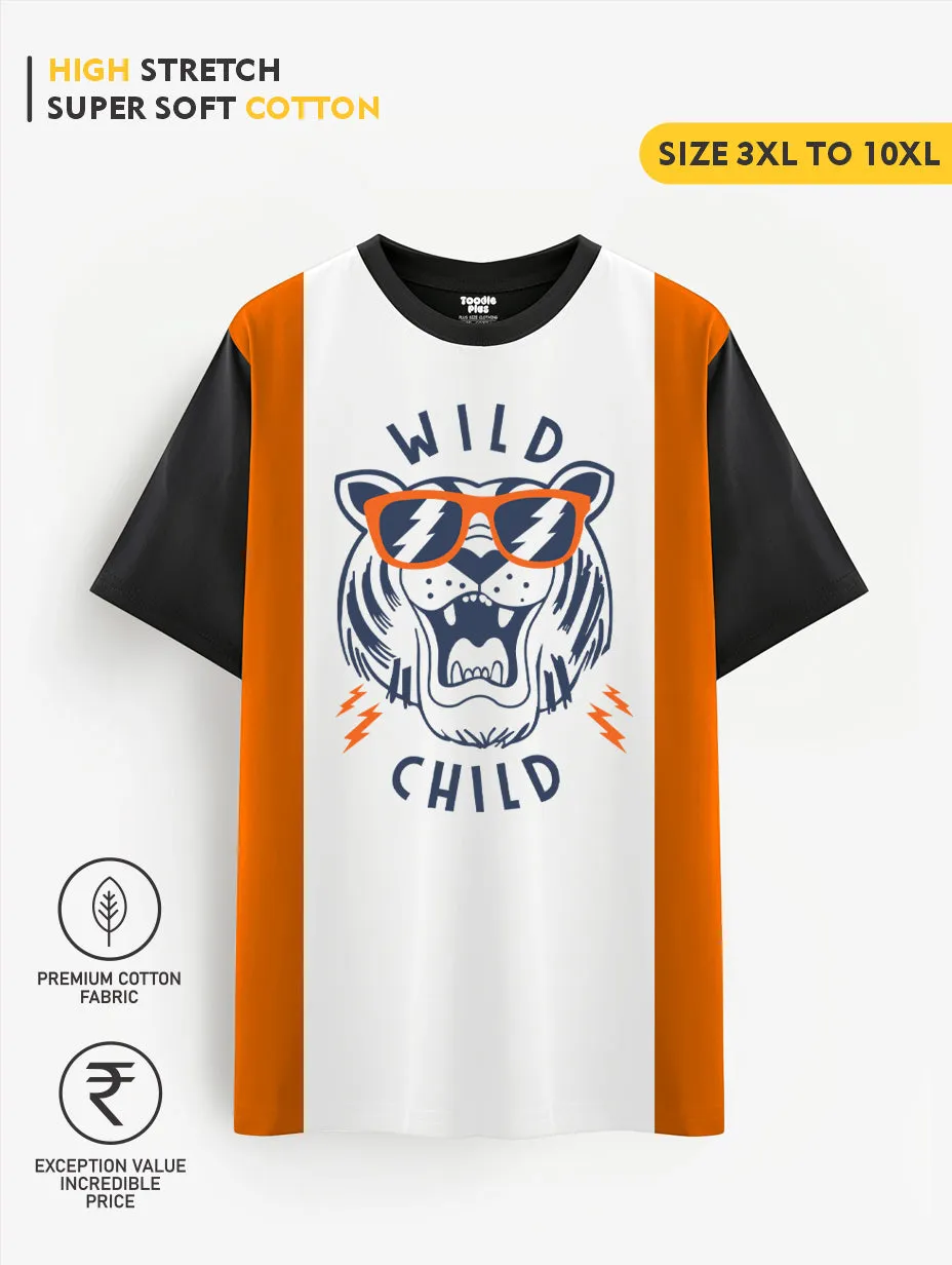 Wild Child Orange Black White Raglan Plus Size T-shirt