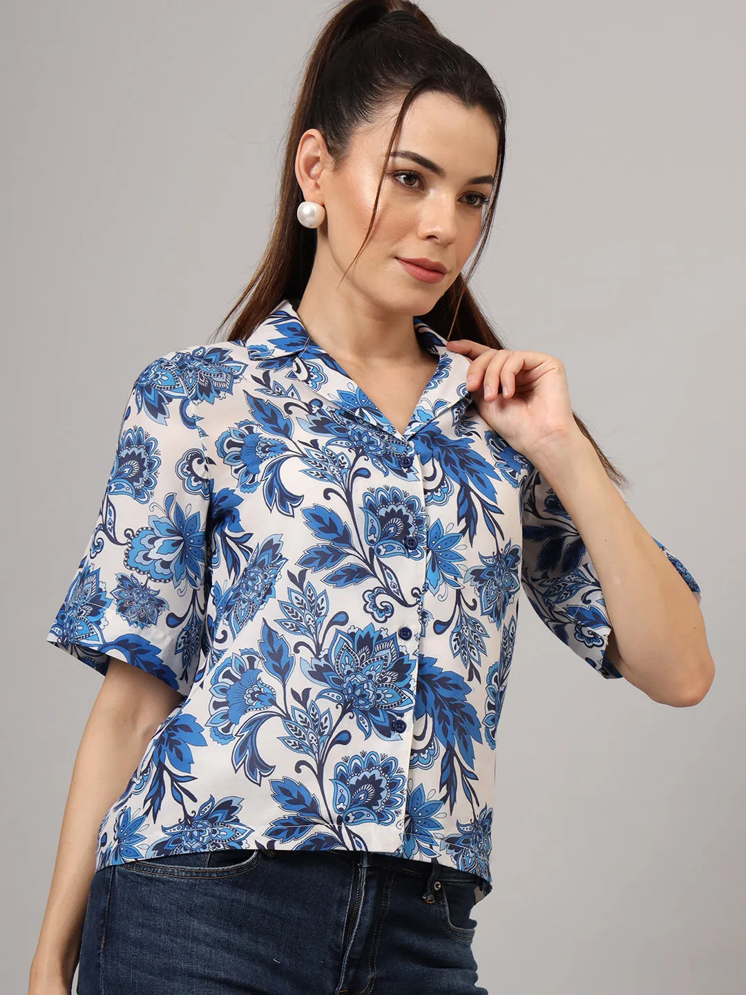 Women Classic Floral Printed Casual Shirt