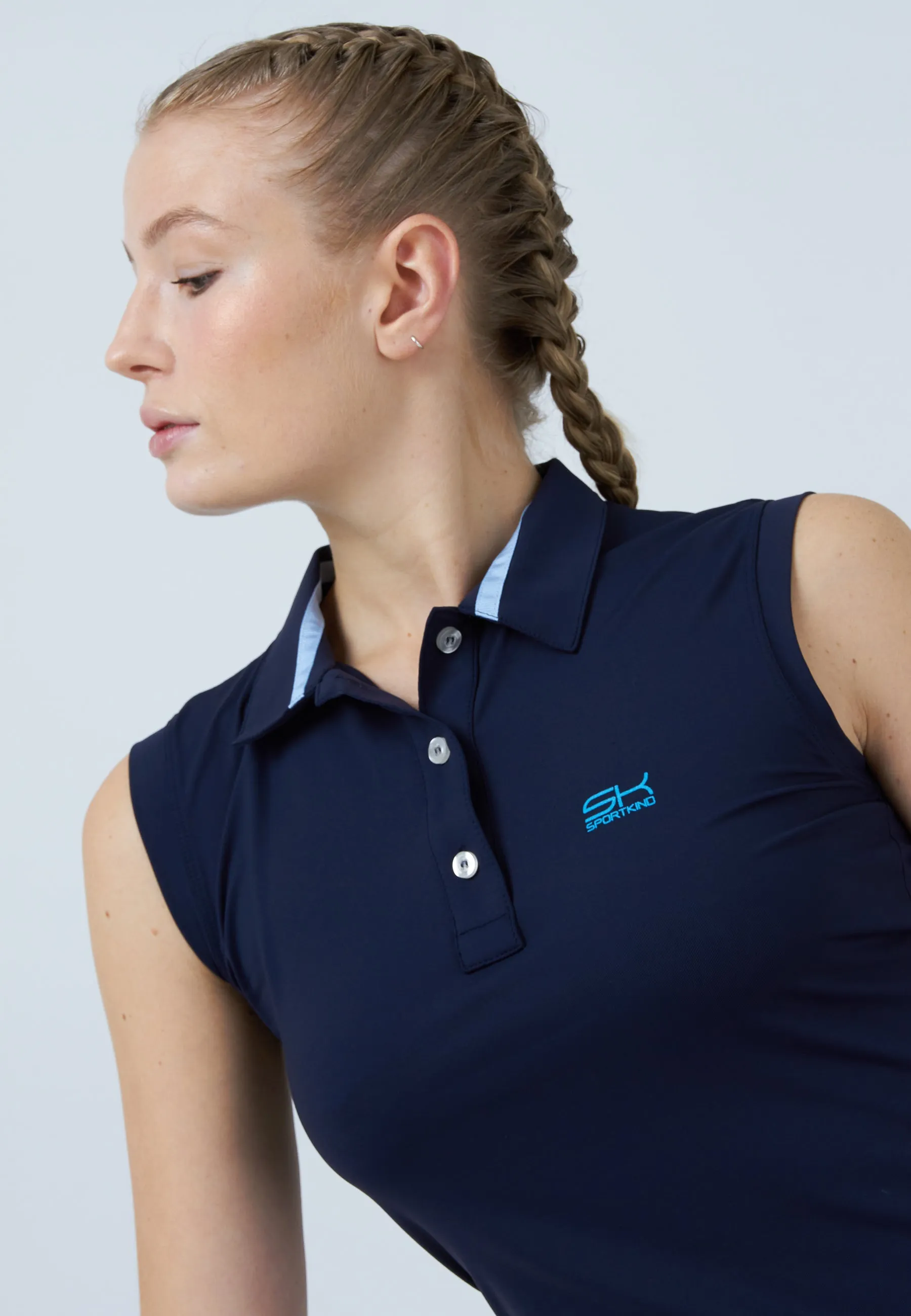 Women Tennis Polo Shirt sleeveless, navy blue