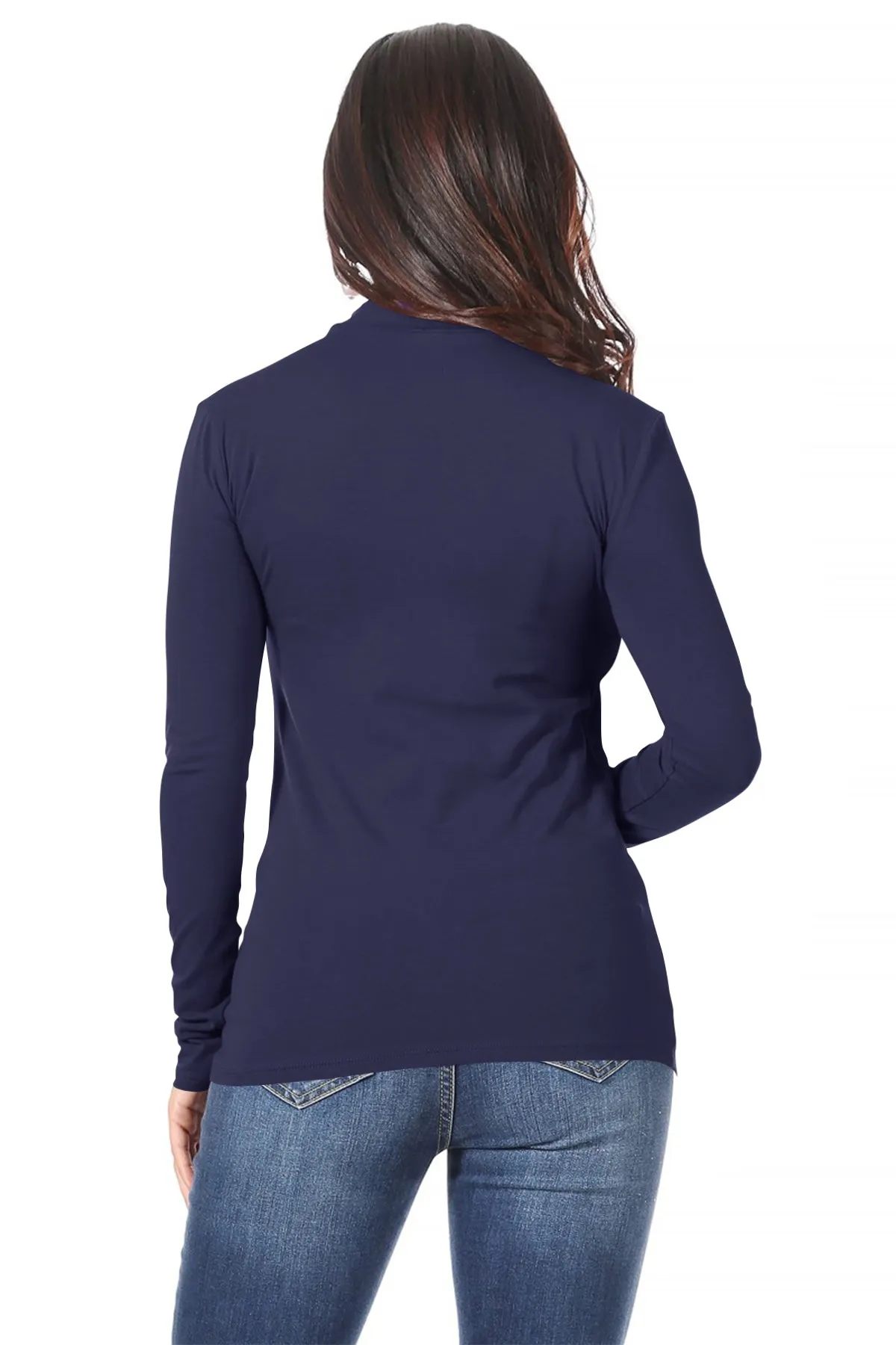 Women's Casual Solid Mock Neck Long Sleeve T-Shirt Top