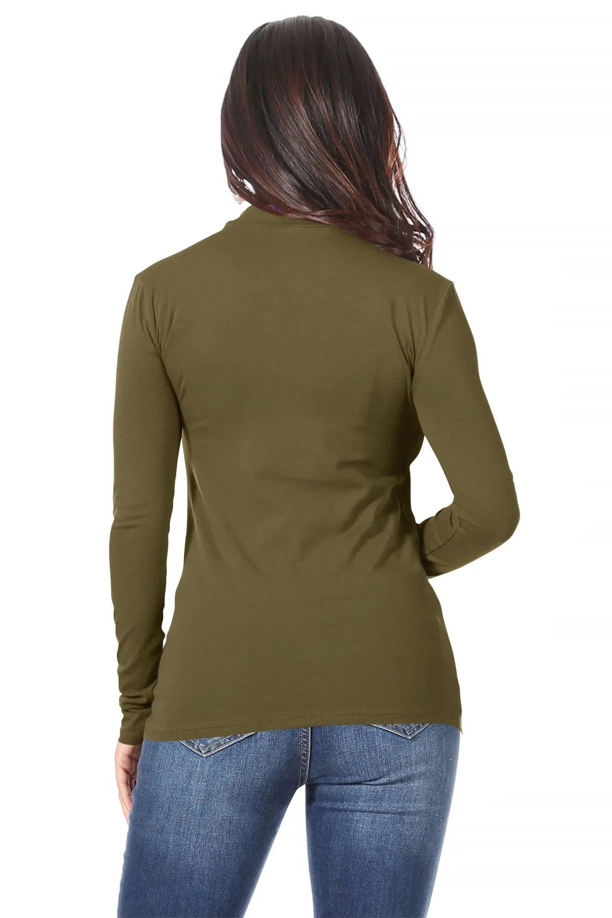 Women's Casual Solid Mock Neck Long Sleeve T-Shirt Top