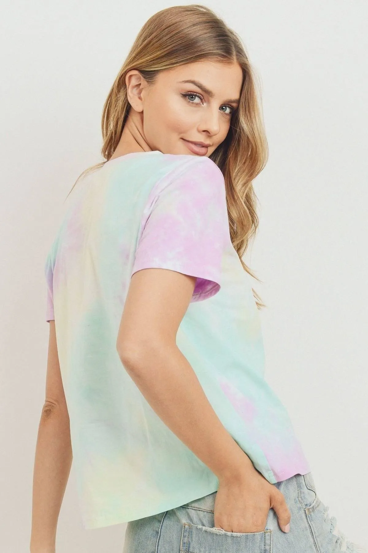 Women's Tie Dyed Round Neck Short Sleeve Tee